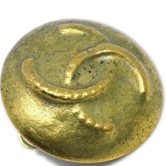 Chanel Button Earrings Clip-On Gold - Picture 2 of 4